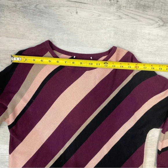 TanJay Wide Striped Metallic Purple 3/4 Sleeve Sweater Size M - Picture 7 of 12